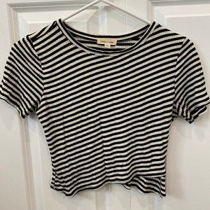Black and white diagonal striped UO Crop top